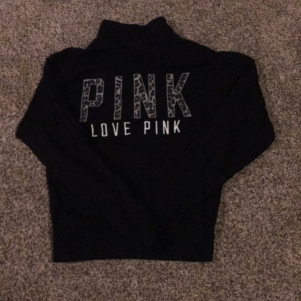 PINK black quarter zip sweatshirt.
